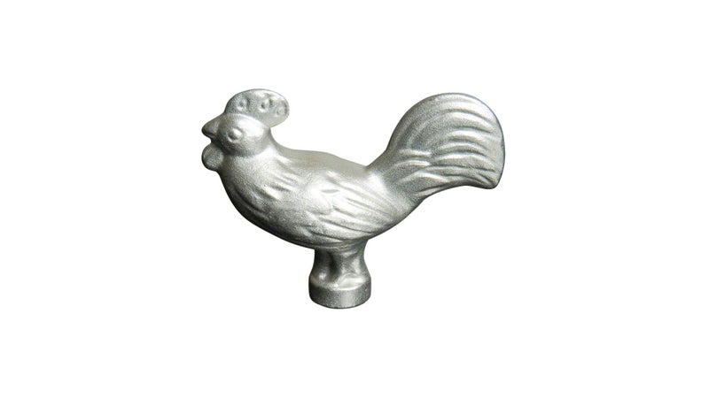 STAUB 40509-346-0 Rooster Lid Knob, Cast Iron, Silver - Image 1